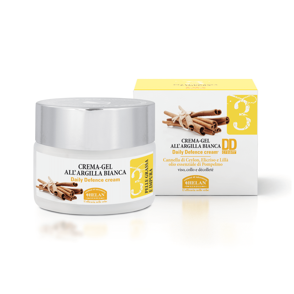 HELAN - LINEA VISO BASE 3 - Pelle Grassa e Impura - Crema Gel all'Argilla Bianca