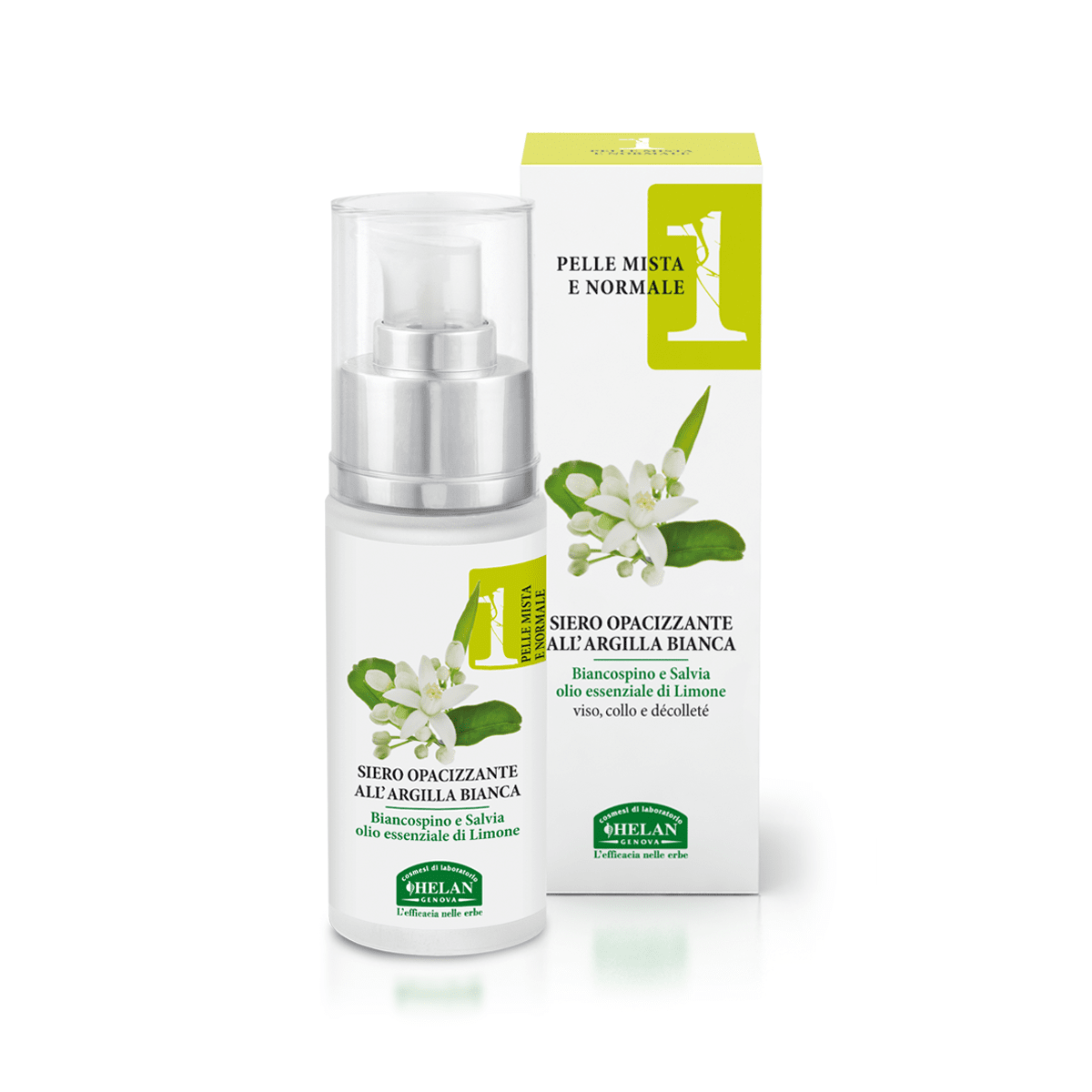 HELAN - LINEA VISO BASE 1 - Pelle Mista e Normale - Siero Opacizzante all'Argilla Bianca